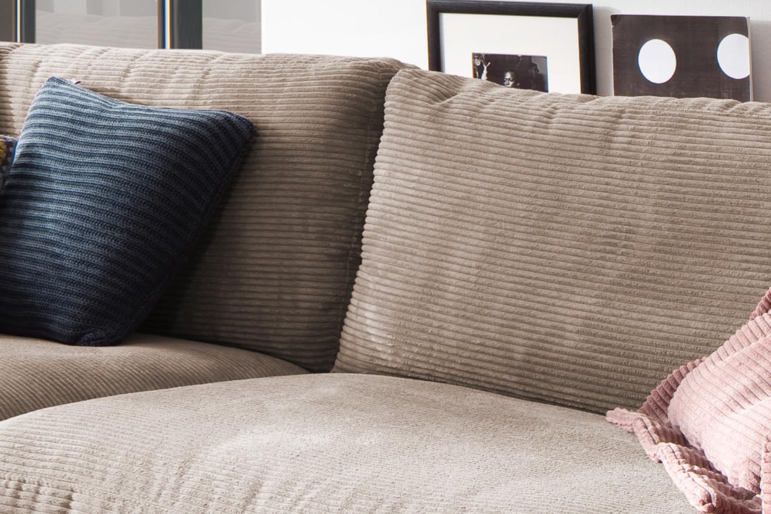 KAWOLA - 3-Sitzer Sofa Madeline - Modernes Design, XXL Couch Big Sofa, Komfortables Relaxsofa - Taupe, Polyester