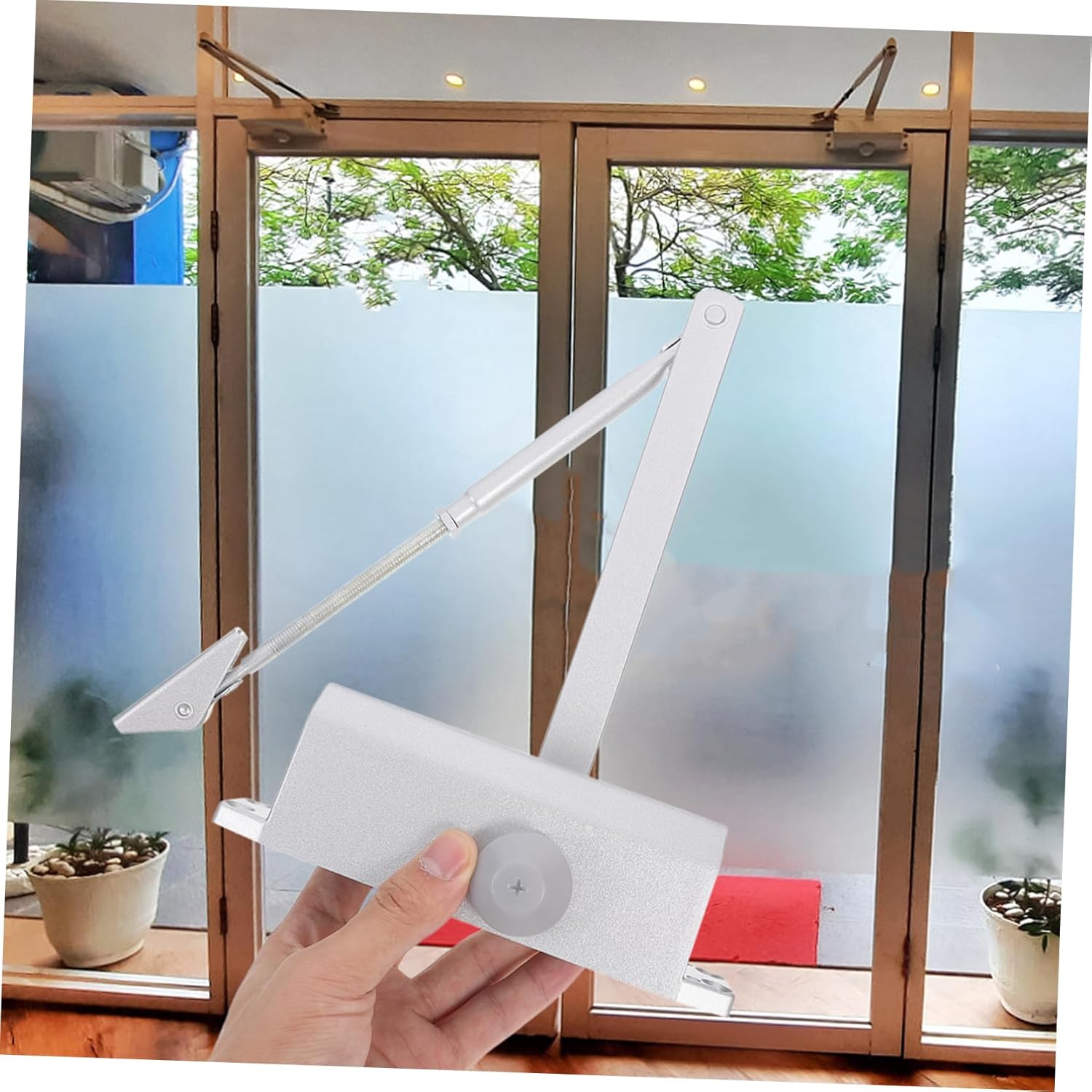 Hydraulic Door Closer Aluminum Alloy Spring Closer for Home Commercial Use Smooth Operation Easy Installation Supports Doors Elegant Design