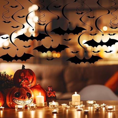 Miniatura 4 de Calcomanías de pared colgantes de murciélagos, decoraciones de fiesta de Halloween, 28 piezas de murciélagos voladores 3D, calcomanías de decoración