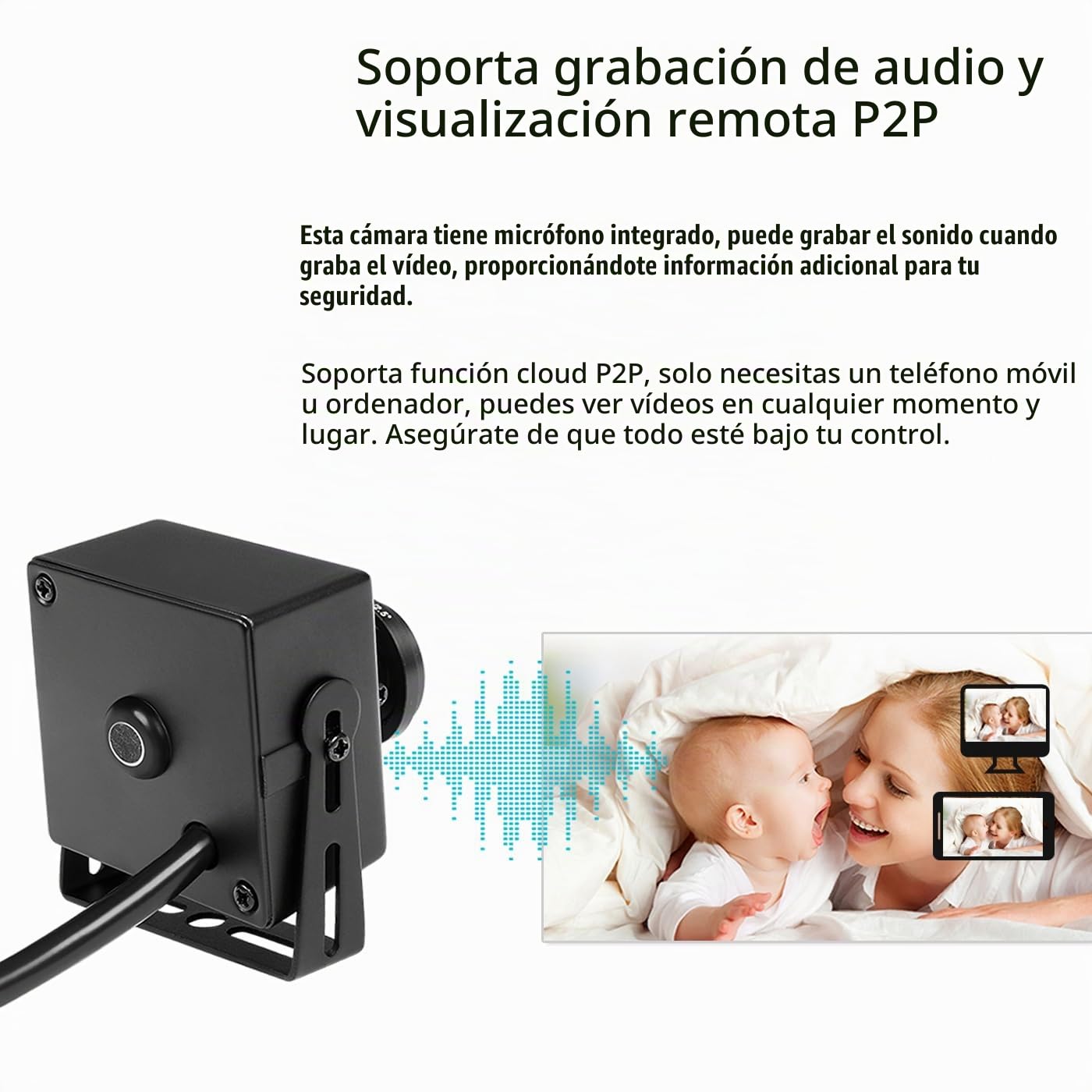 5MP Mini Ojo de Pez PoE Cámara IP con micrófono Incorporado, Audio Cámara de Seguridad Interior 1.7mm Lente 180° Ángulo de Visión P2P Vista Remota Cámara CCTV (I706-3-P-A-HS)