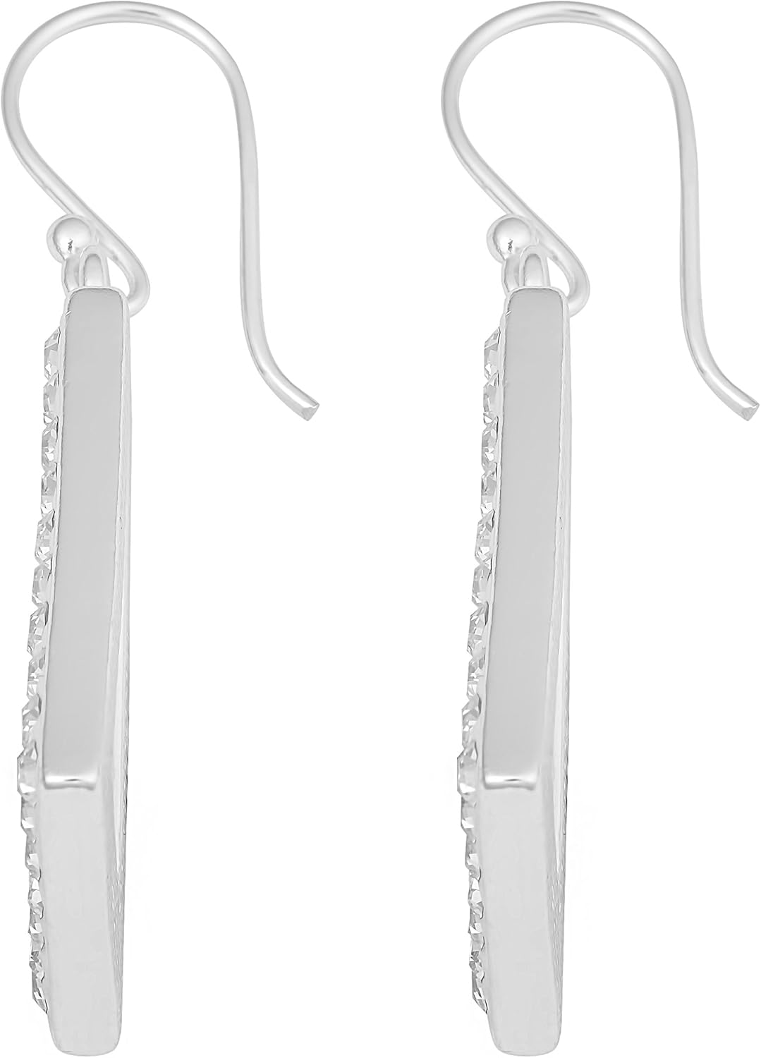 Kooljewelry Sterling Silver with Crystals Triangular Dangle Earrings