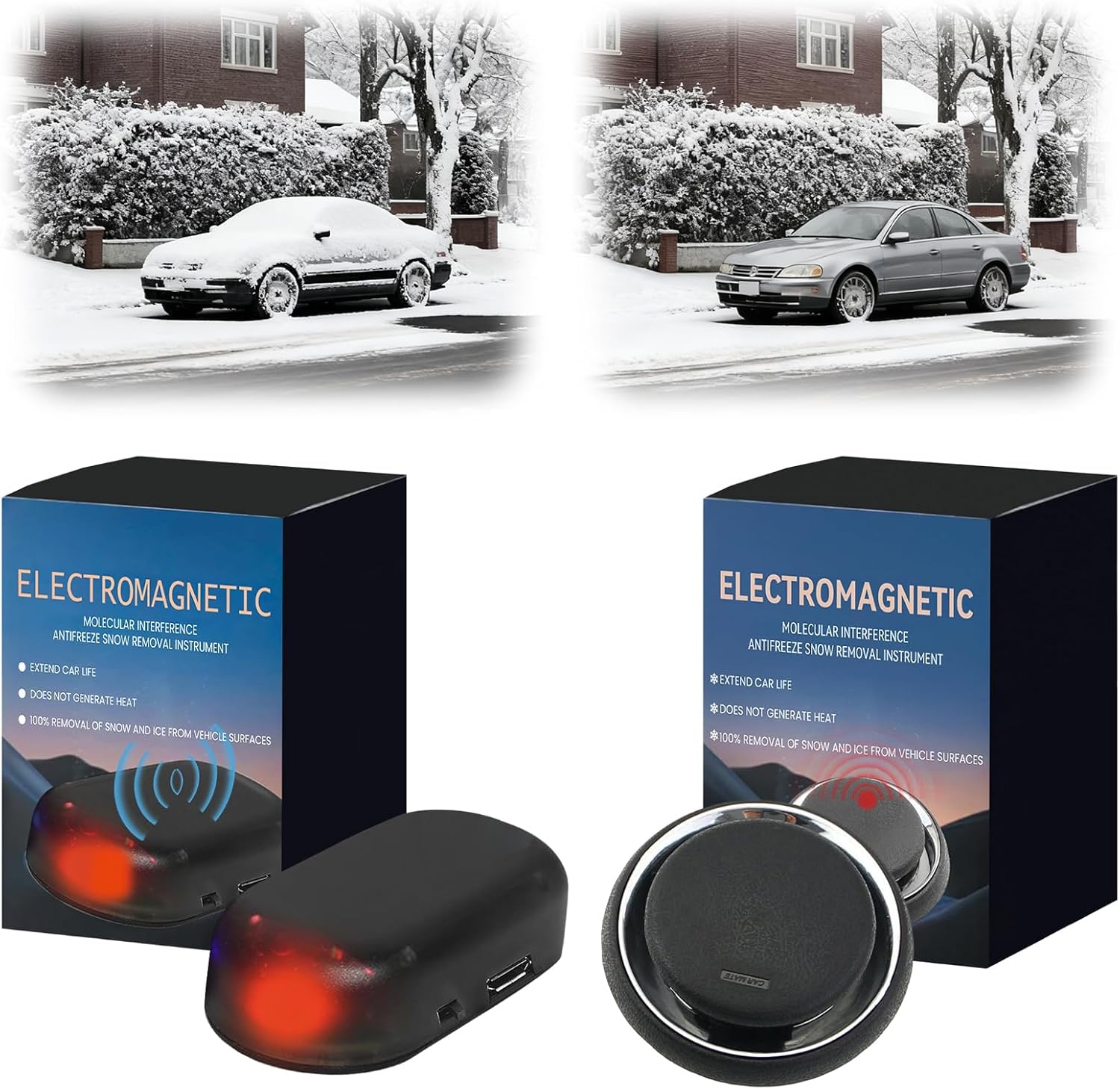 2Pcs Electromagnetic Wave Anti Freezing and Snow Removal Device, Car Interference Antifreeze Instrument, Cars Anti Freeze and Snow Remover Defroster, Solar Powered Ice Melter Anti-Freeze Molecular