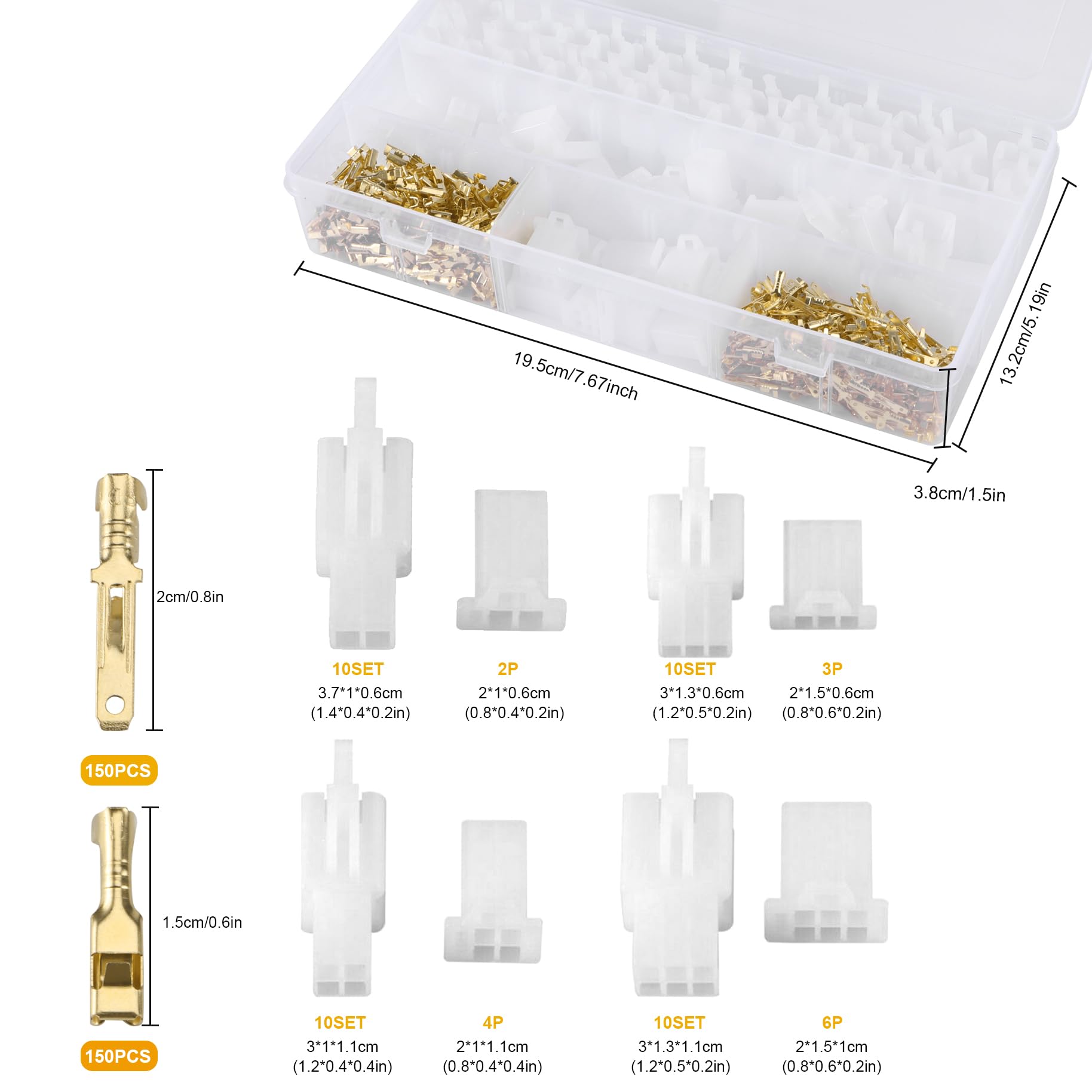 Kit de 480 conectores JSMTKJ de 2.8mm para cableado automotriz.