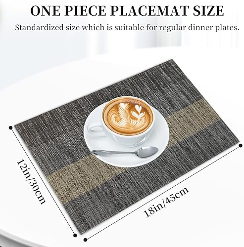 Miniatura 2 de Juego de 6 manteles individuales tejidos resistentes al calor para mesa de cocina, interiorexterior, vinilo tejido lavable, tapete lavable (juego de