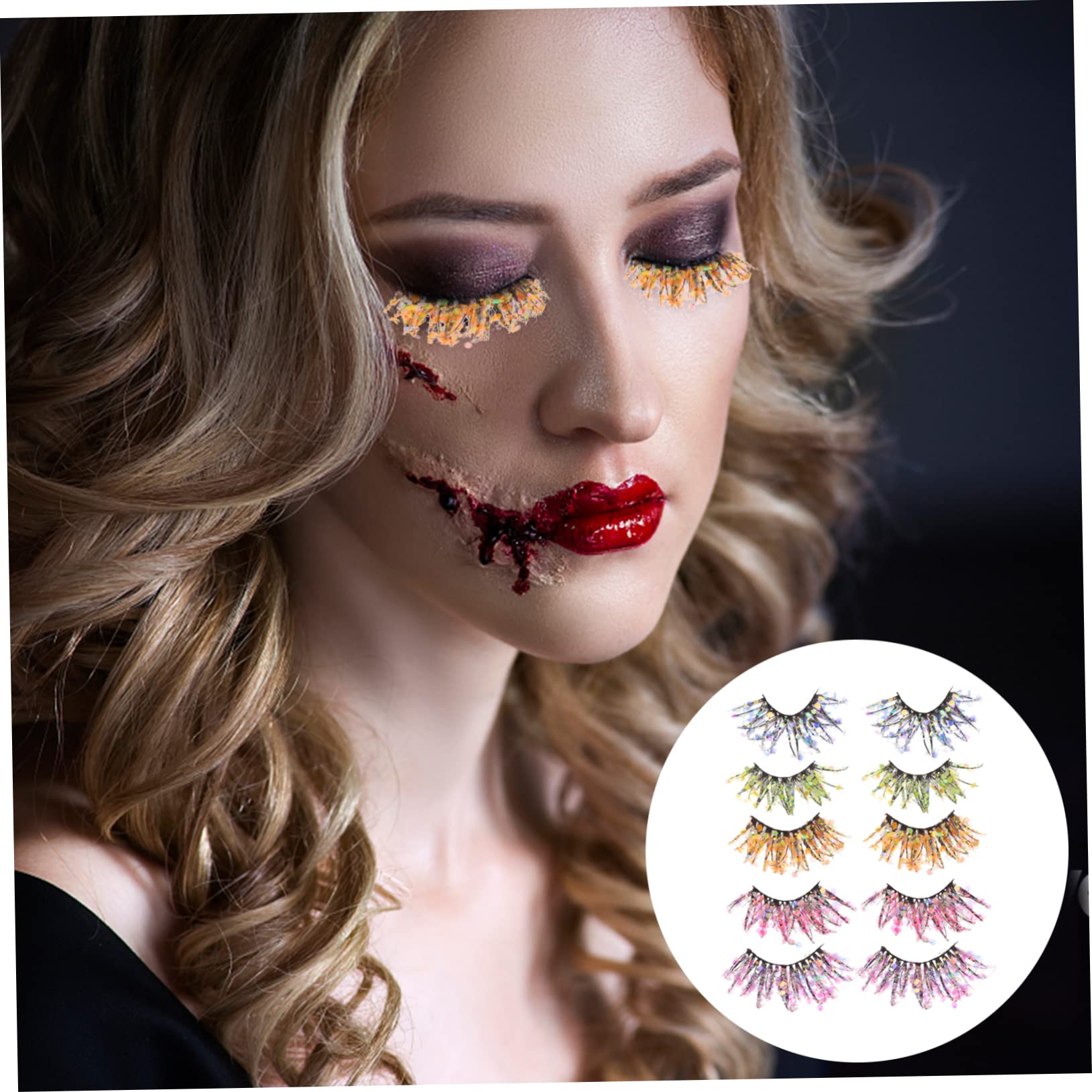 minkissy 25 Paar farbige falsche wimpern lange falsche wimper künstliche Wimpern Glitzer-Wimpern kosmetische wimpern falsche Wimpernverlängerung Cosplay verlängern 3d chemische Faser
