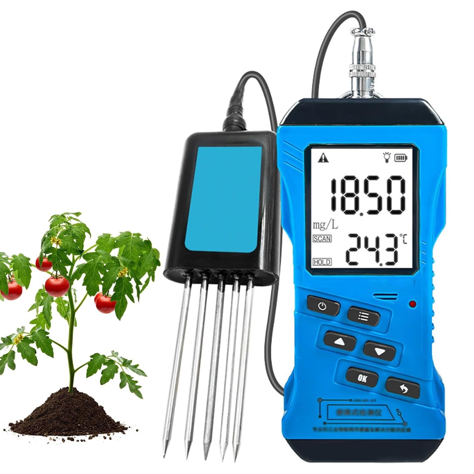Tester gleby, cyfrowy miernik gleby 7 w 1 z trwałą sondą, tester azotu, fosforu, potasu NPK do testów żyzności gleby o wysokiej dokładności w ogrodzie i pielęgnacji roślin