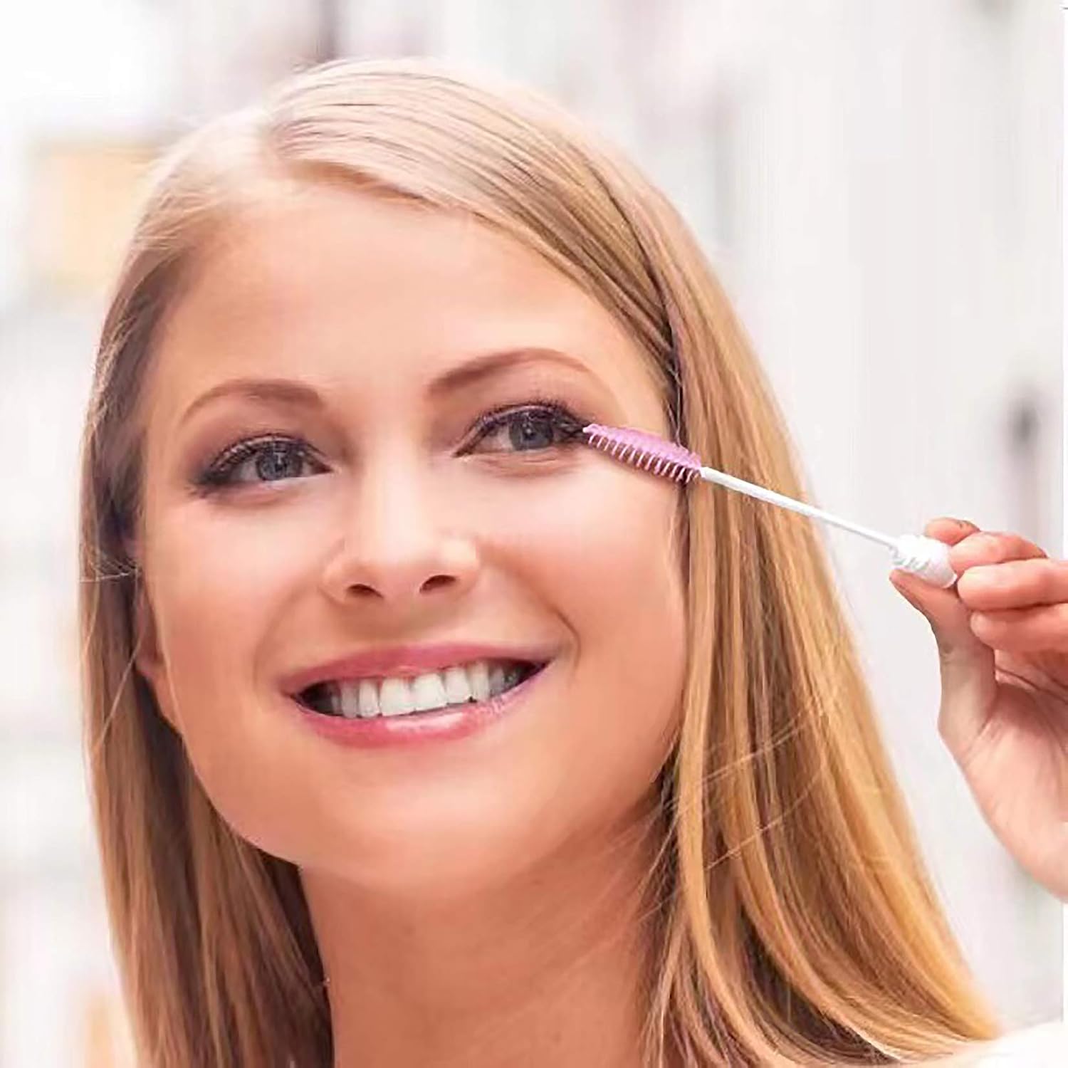 Dming 50 Pieces Disposable Mascara Brushes Eyelash Brush Lash Wand Diamond Mascara Wands with Tube Makeup Tool Lash Spoolies Sanitary Brushes Lash Extension Supplies (tube scale l pink 50) image 5