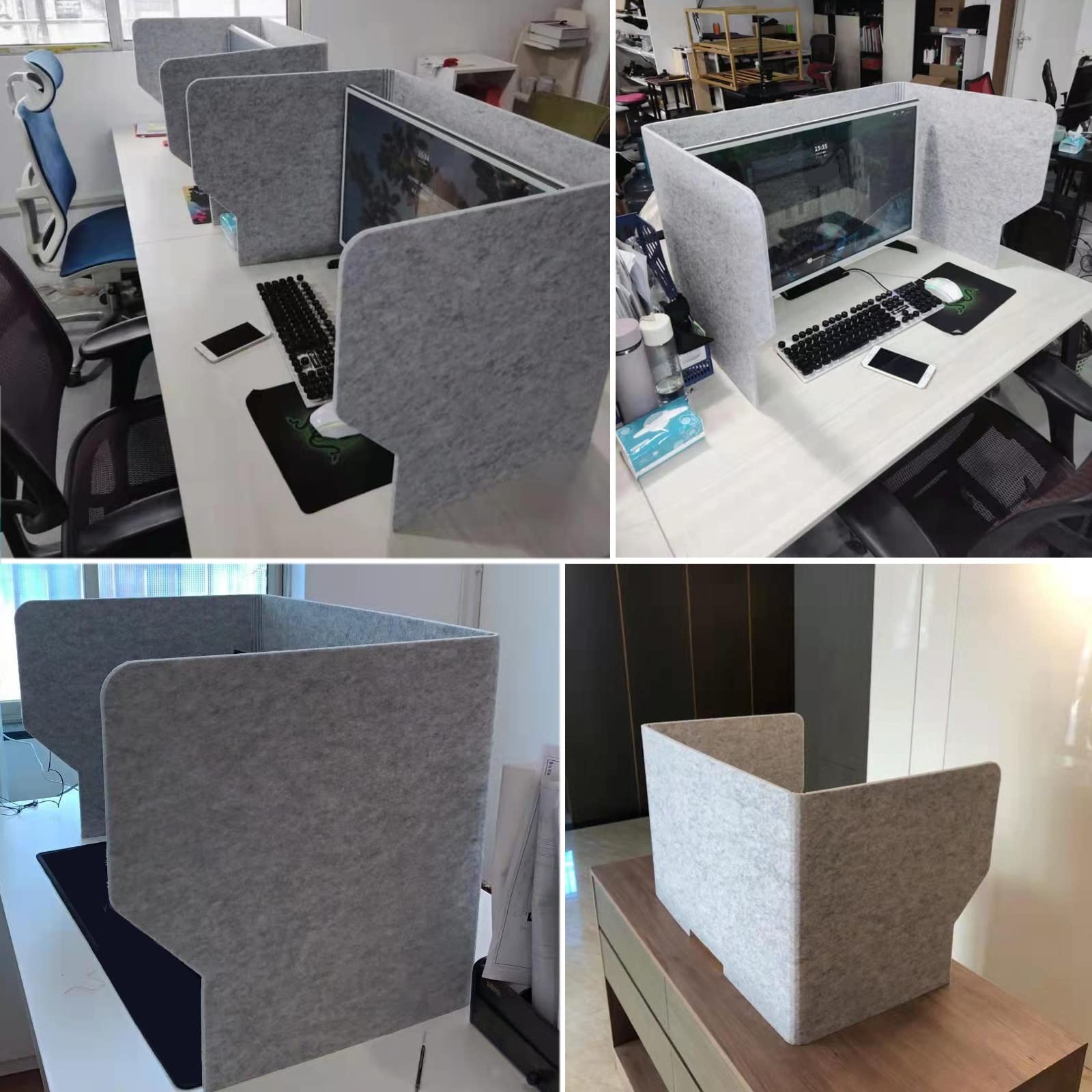Pannello divisorio Acustico da scrivania autoportante e Pieghevole, 2 Pezzi, 24''/31''/39''/(60/80/100 cm), Pannelli fonoassorbenti Anti-interferenza per Laboratori informatici.