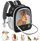 DBNESS Guinea Pig Carrier Backpack, Portable Rabbit Travel Carring Bag for Pet Bunny Chinchilla Bearded Dragon Hamster Parrot Outgoing Pouch Case with Water Bottle Holder & Detachable Pad (Black)