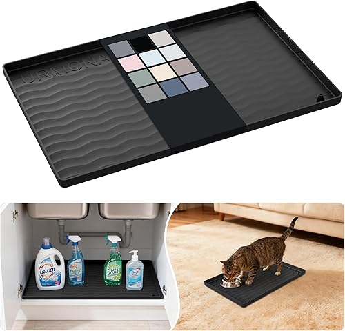 Miniatura 126 de URMONA Tapete de silicona impermeable para debajo del fregadero de 40 x 22 pulgadas, forro para estante de cocina y baño, protector de gabinete y