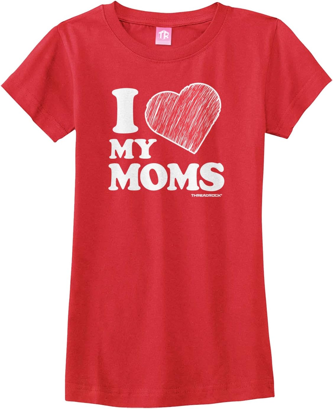 Threadrock Big Girls' I Love My Moms Fitted T-Shirt