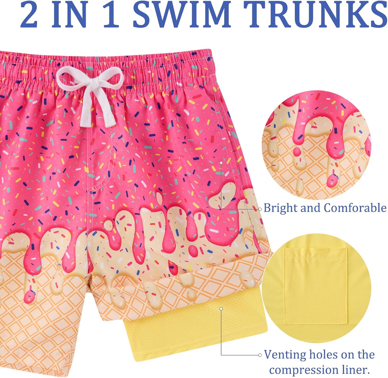 westwolf Boys Swim Trunks with Compression Liner Casual Bathing Suit for Kids Swim Shorts 6-18 Years
