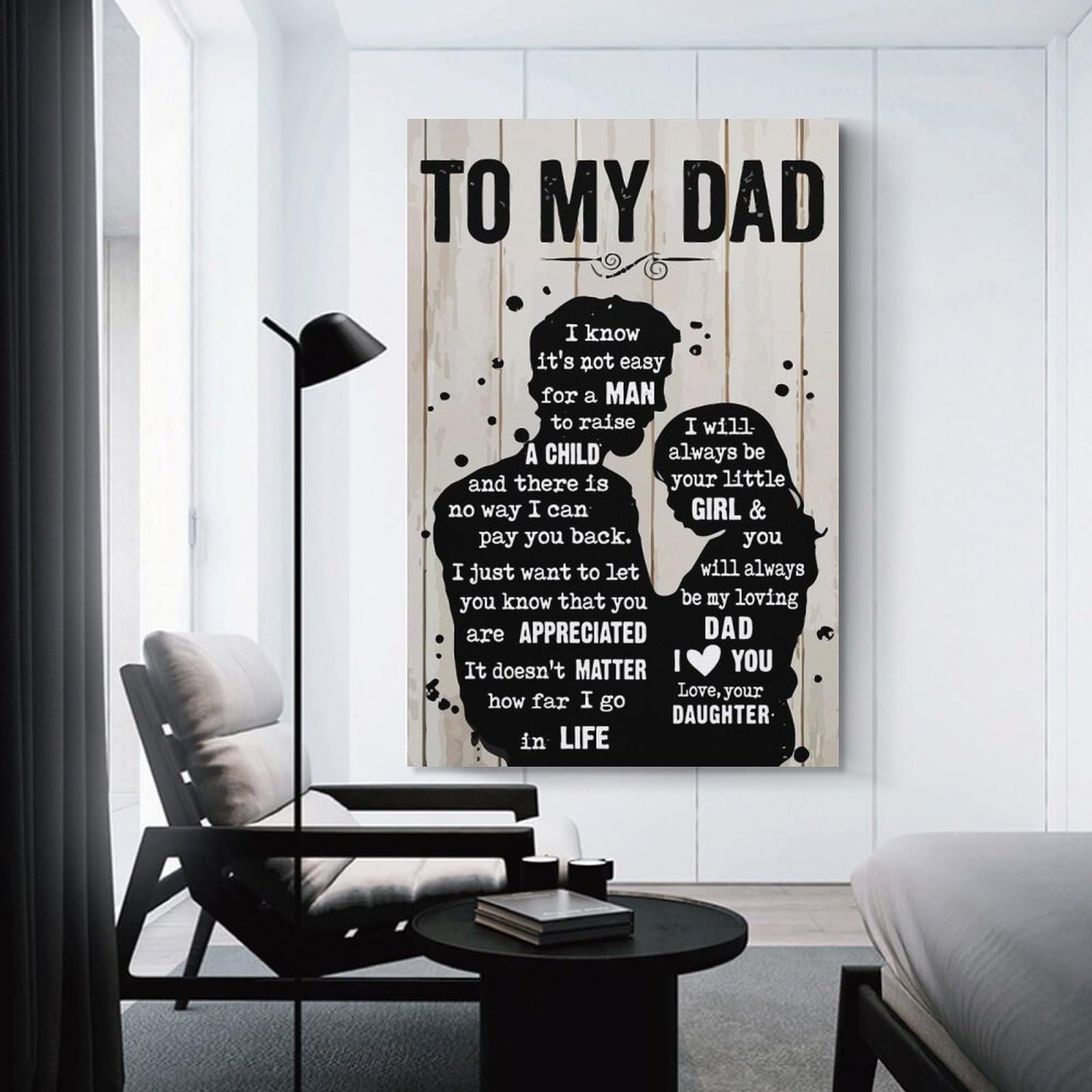 Junmoney To My Dad Gift For Dad Canvas Wall Picture 08x12inch(20x30cm), for Entryway, Lounge Links Or Small Walls, Decorative Canvas Styling for Entry Areas