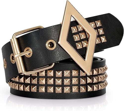 Miniatura 2 de XZQTIVE Cinturón con tachuelas de metal punk rock remache cinturones para mujereshombres, cinturón de cuero punk gótico, accesorios para pantalones