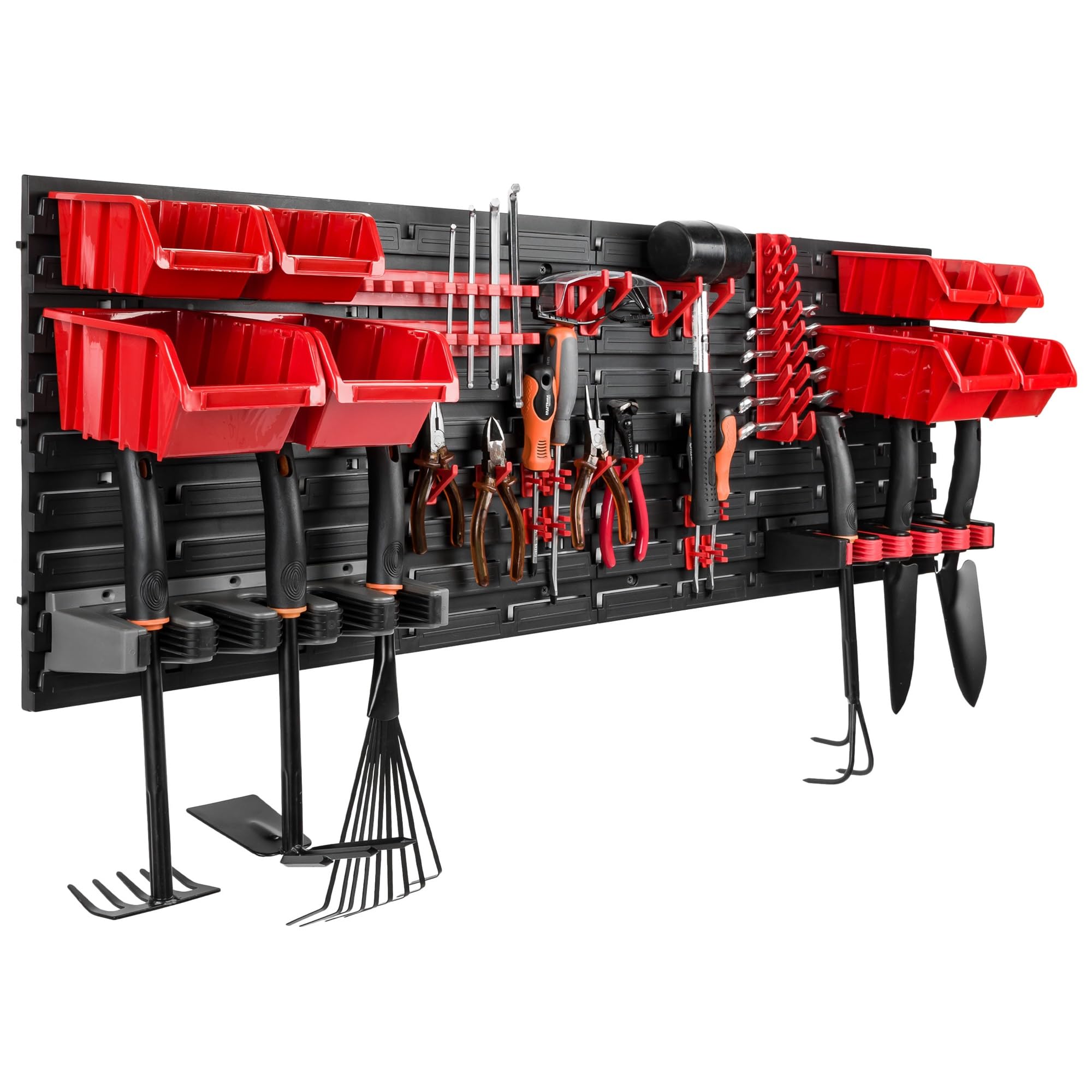 botle Wandregal 115 x 39 cm Werkzeughalter Gerätehalter Stapelboxen Gartengeräte HandwerkzeugKunststoff rot (Variante 3)