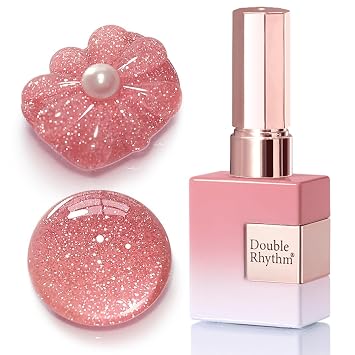 Double Rhythm 0.5Oz Glitter Gel Polish Shimmer Reflective Color for Nail Art Salon DIY Soak Off 15ml Nail Lamp Gel Polish at Home Rose Pink-B1175