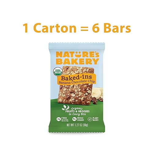Miniatura 2 de Natures Bakery Barritas horneadas con chispas de chocolate de plátano frutas y verduras orgánicas veganas sin OMG aperitivo orgánico 1 caja con 6