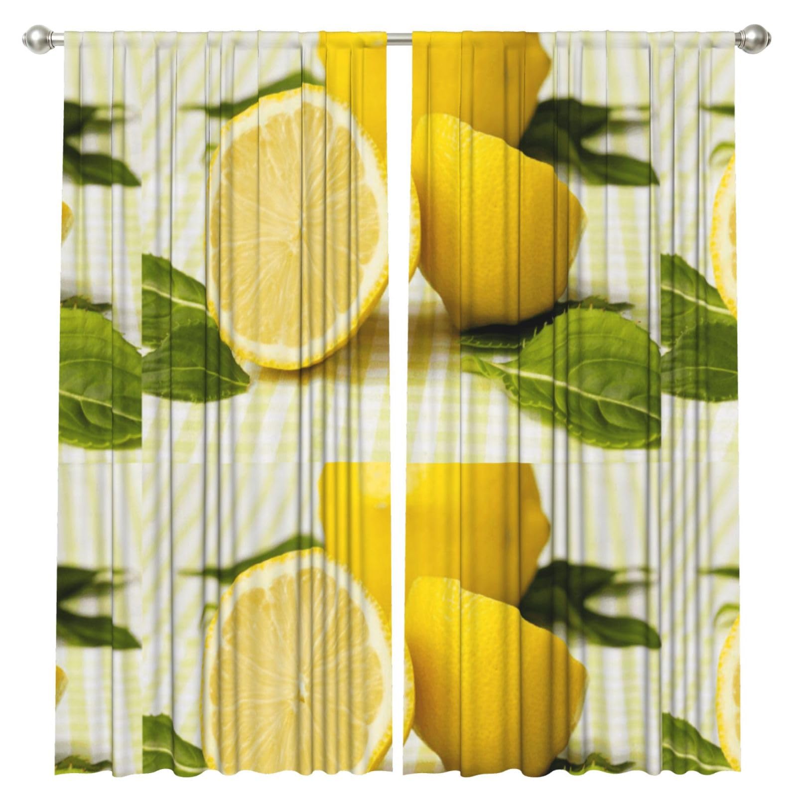 InOmak Yellow Lemon, 2 Panels Window Curtains 52 x 84 Inch Blackout Curtains for Living Room Bedroom