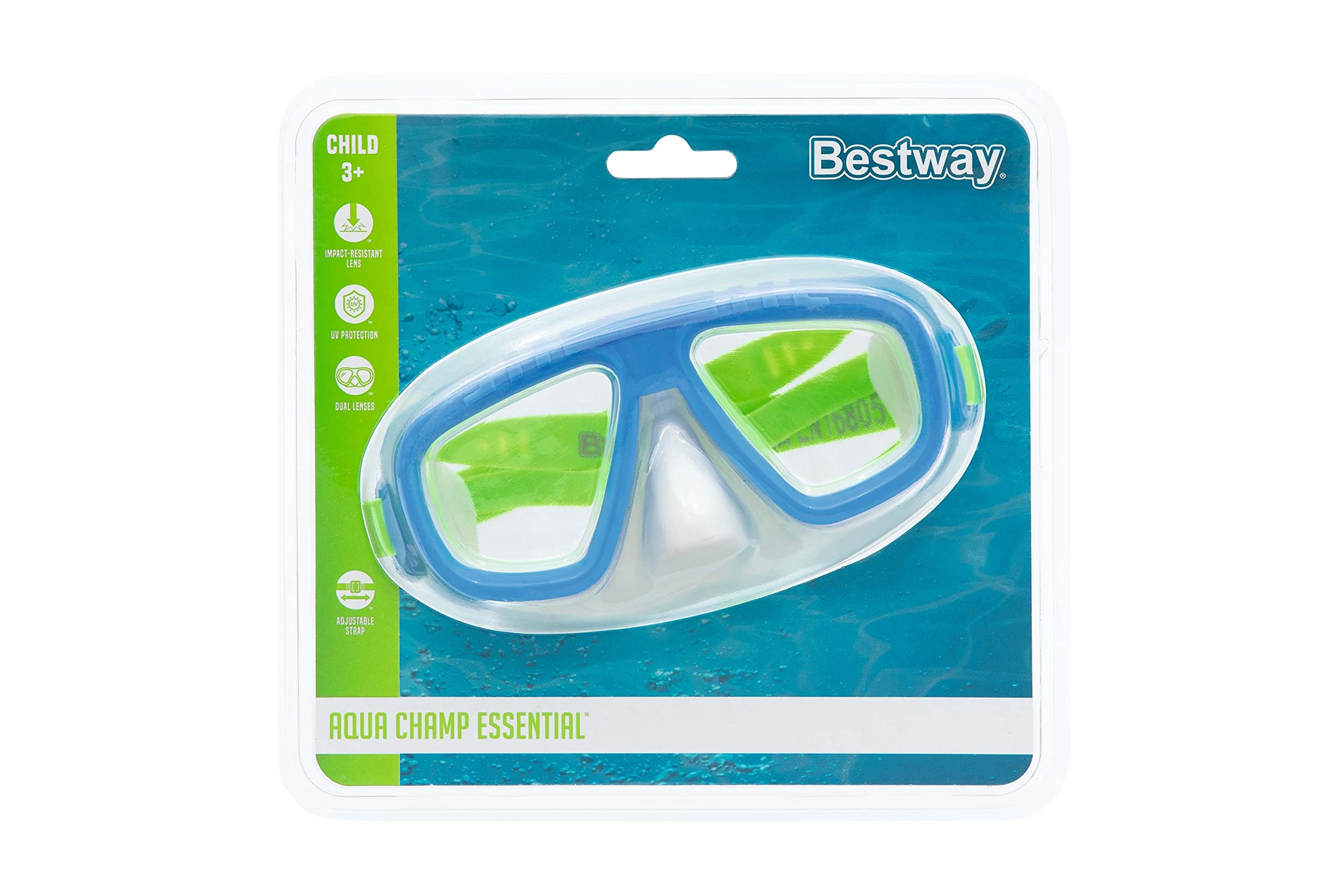 BESTWAY - Maska do nurkowania Lil' Caymen - Akcesorium do nurkowania - 22011N - Losowy model - 3 lata i 6 lat - Poliwęglan - 17 cm - Dziecko - Snorkeling - Artykuł sportowy