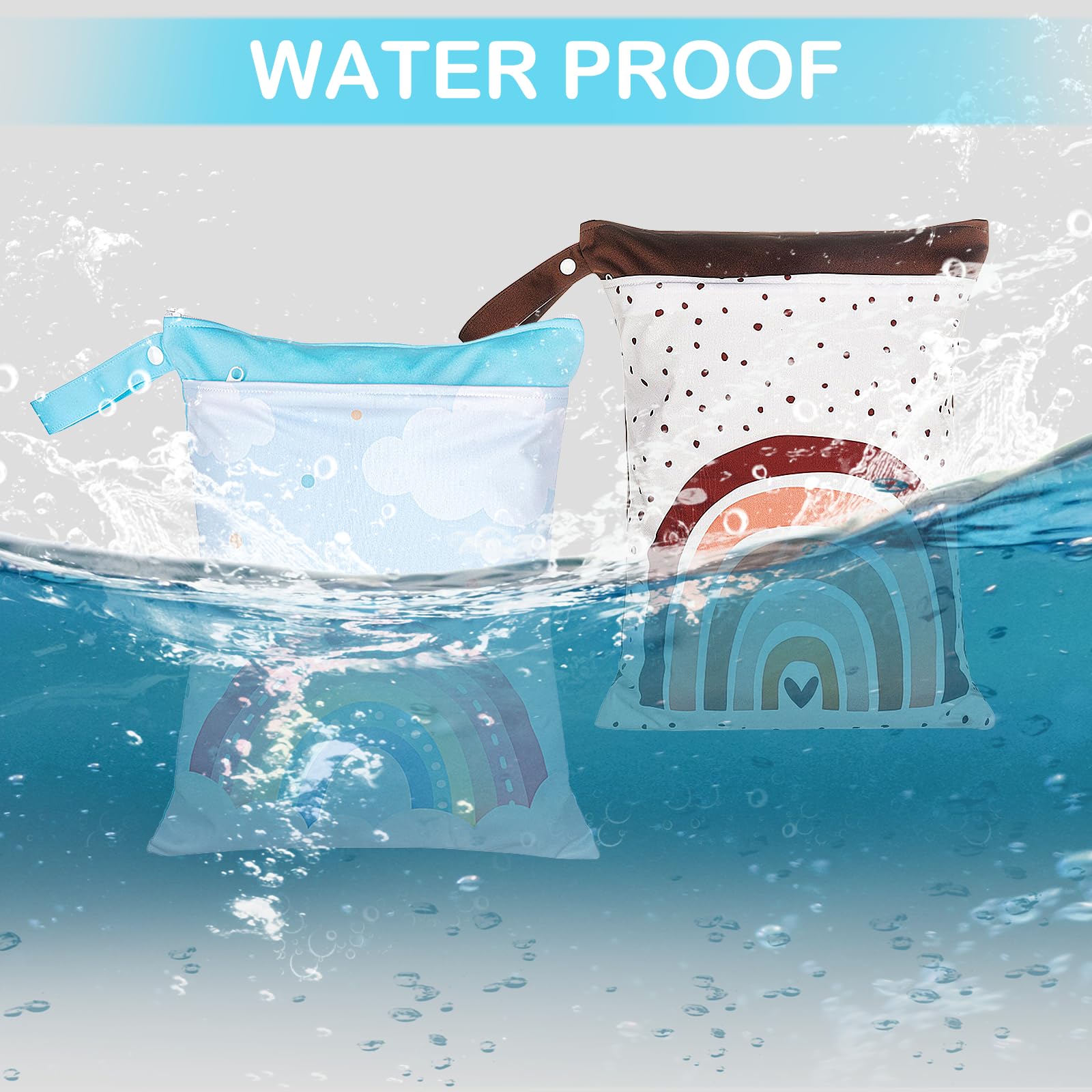 2 Stück Nasstaschen, Wasserdichter Wetbag Organiser, Wiederverwendbare Windeltasche, Wet Bag Kindergarten Großer, Wickeltasche für Reisen, Fitnessstudio, Strand