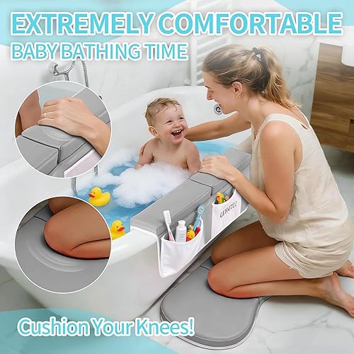 Miniatura 3 de Almohadilla de descanso para rodillas y codos para bebés, cubierta de grifo para bañera de bebé, ballena de silicona para niños, 39 x 16 pulgadas