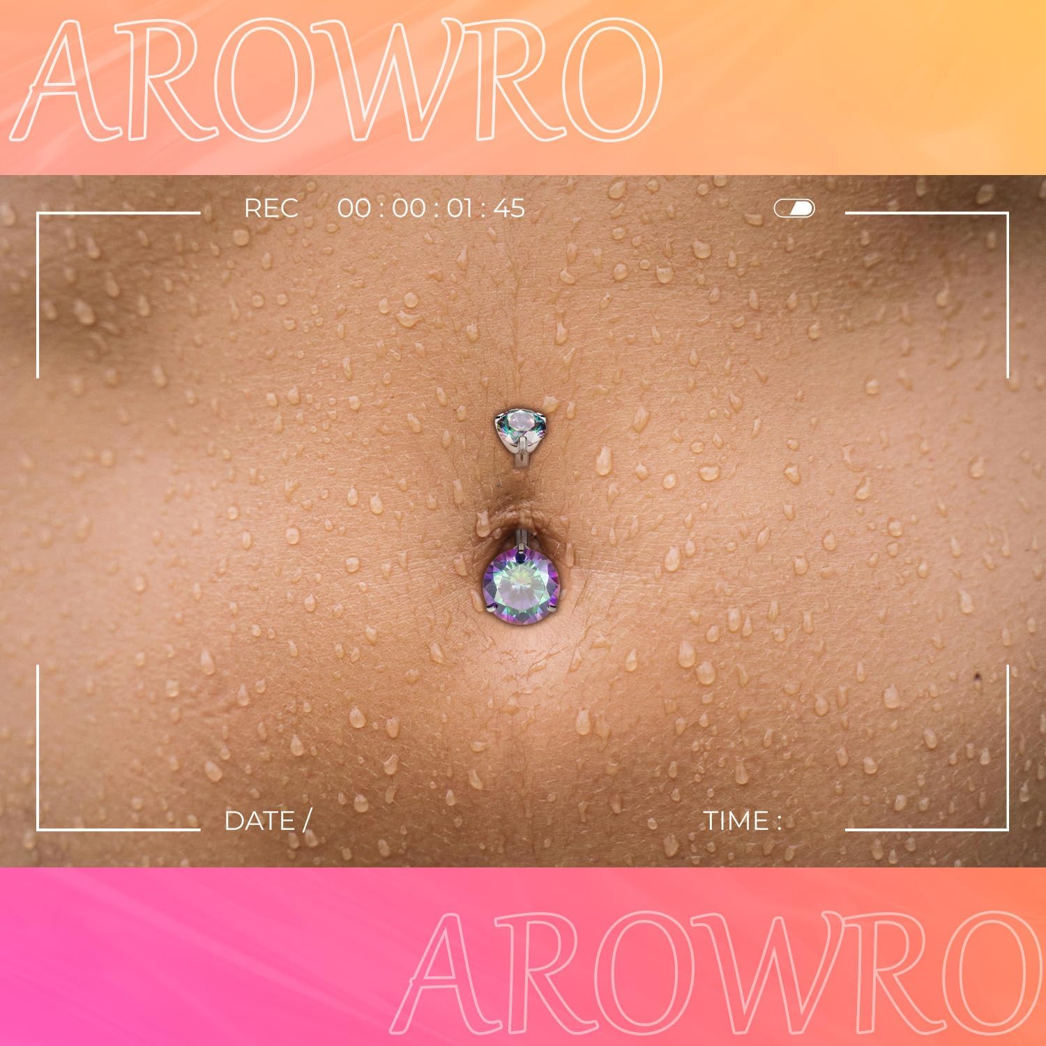 AROWRO G23 Titanium Belly Button Ring Hypoallergenic Belly Rings Internally Threaded Belly Button Piercing 14G 8-14mm Navel Piercing Jewelry with Round Cubic Zirconia - Image 4