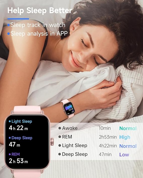 TOOBUR Smart Watch for Women Alexa Built-in, IP68 Waterproof Swimming, 1.8 Fitness Watch with Answer&Make Call/Heart Rate/Step Counter/Sleep Tracker/100 Sports, Compatible Android iOS
