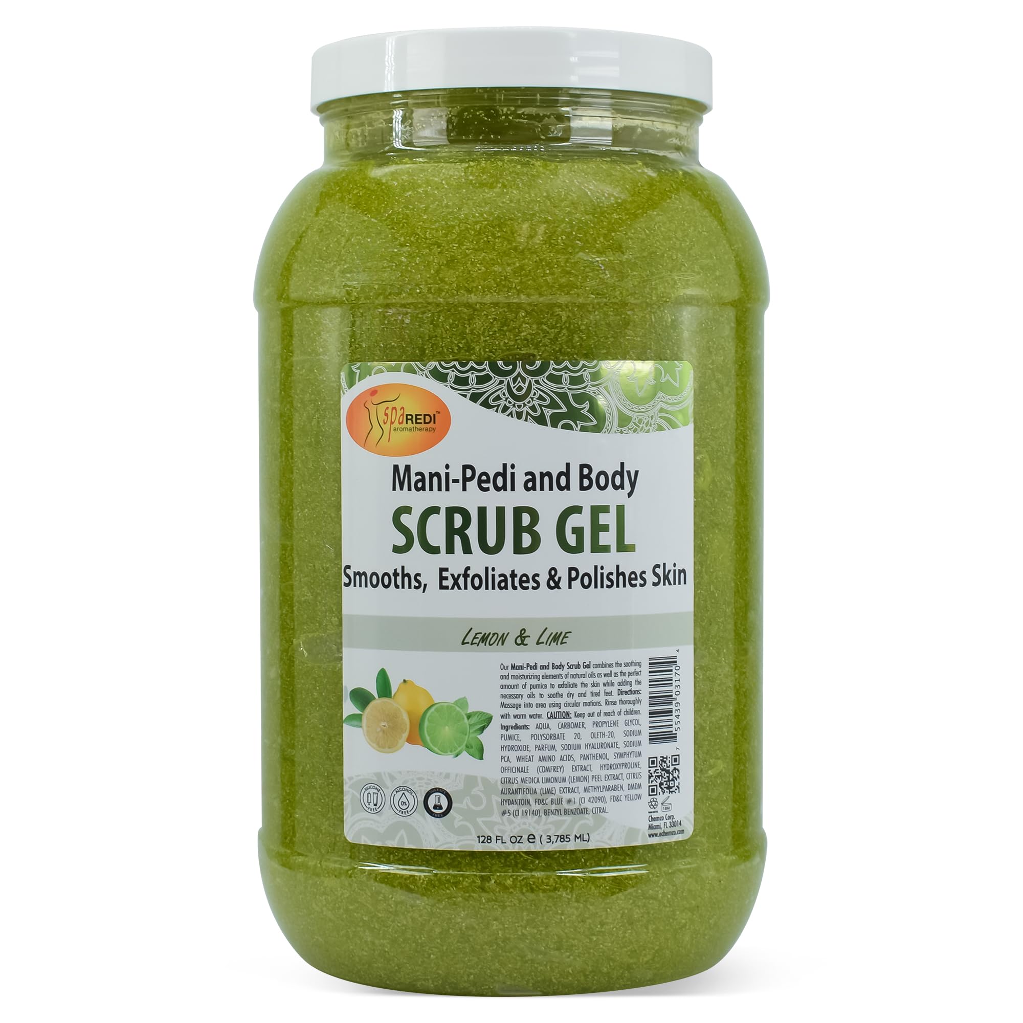 SPA REDI – Lemon & Lime Pumice Scrub Gel, Exfoliating, Hydrating & Nourishing, Infused with Hyaluronic Acid, Amino Acids, Panthenol and Comfrey