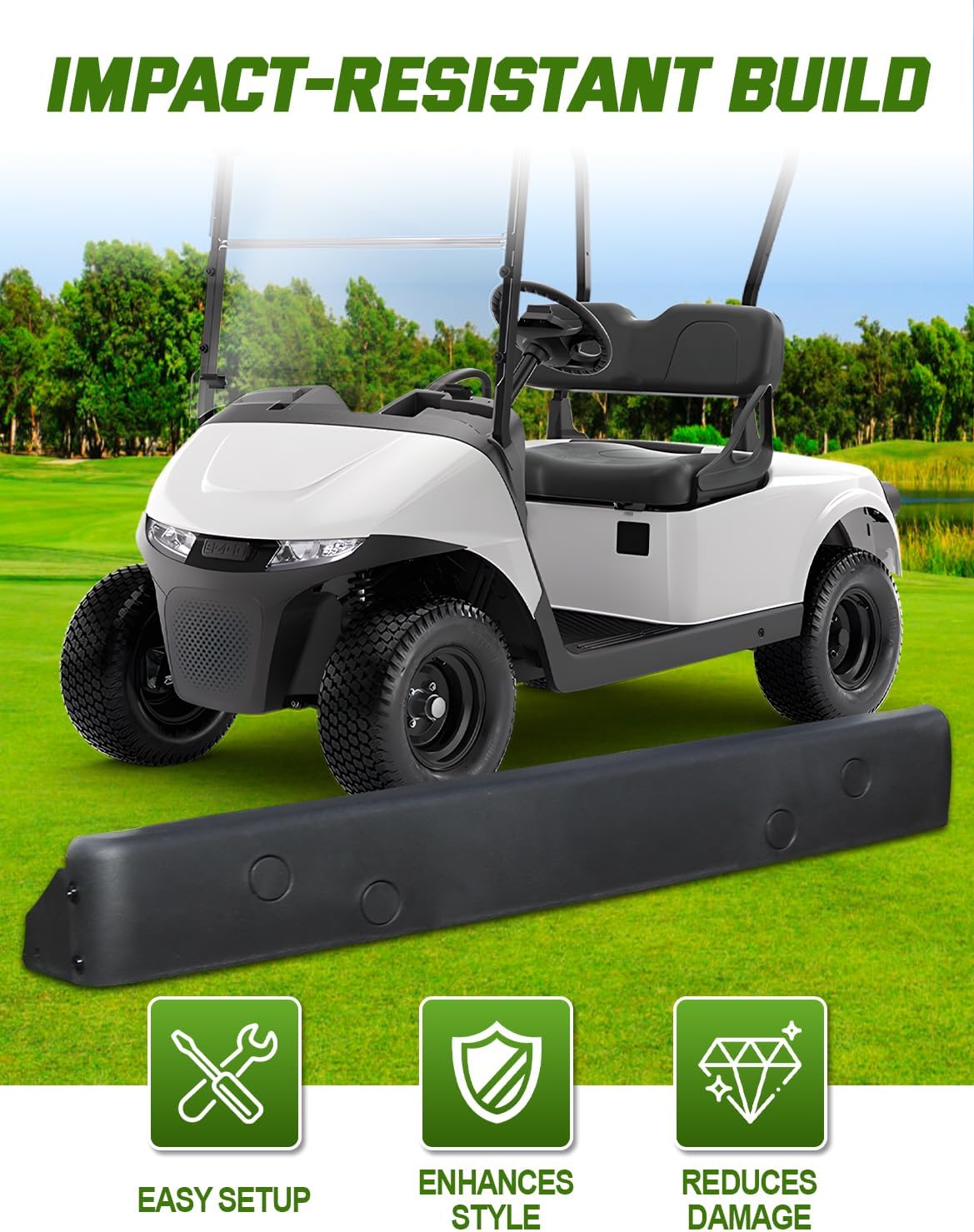 Golf Cart Rear Bumper for EZGO TXT 2000-Up Gas and Electric Models, Replaces OEM 70939G01 71336G01 71515G01 71578G01 71943G01S