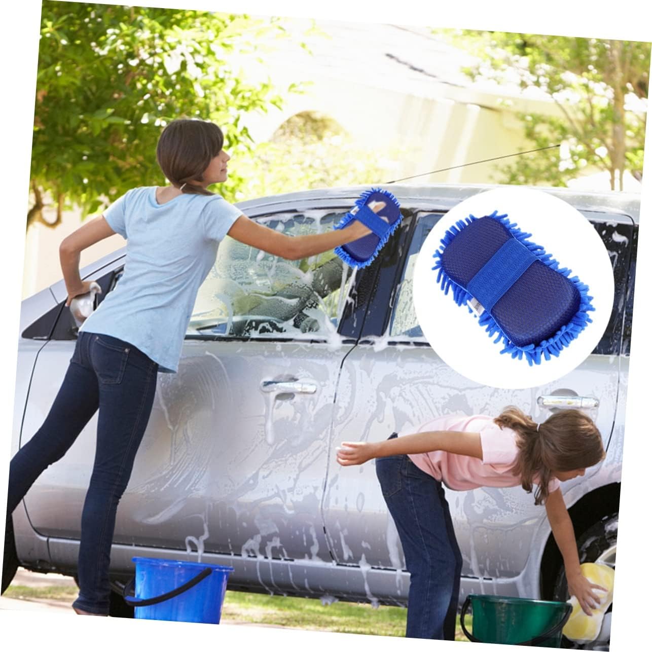 Unomor Practical Car Wash Mitts Car Cleaning Gloves Sponge Block for Auto Easy to Carry