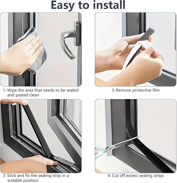 4M Self Adhesive Foam Weather Strip, 1.5mm (W) x 1.0mm (H), Sound Insulation and Thermal Weatherproof, for Doors and Windows - 4