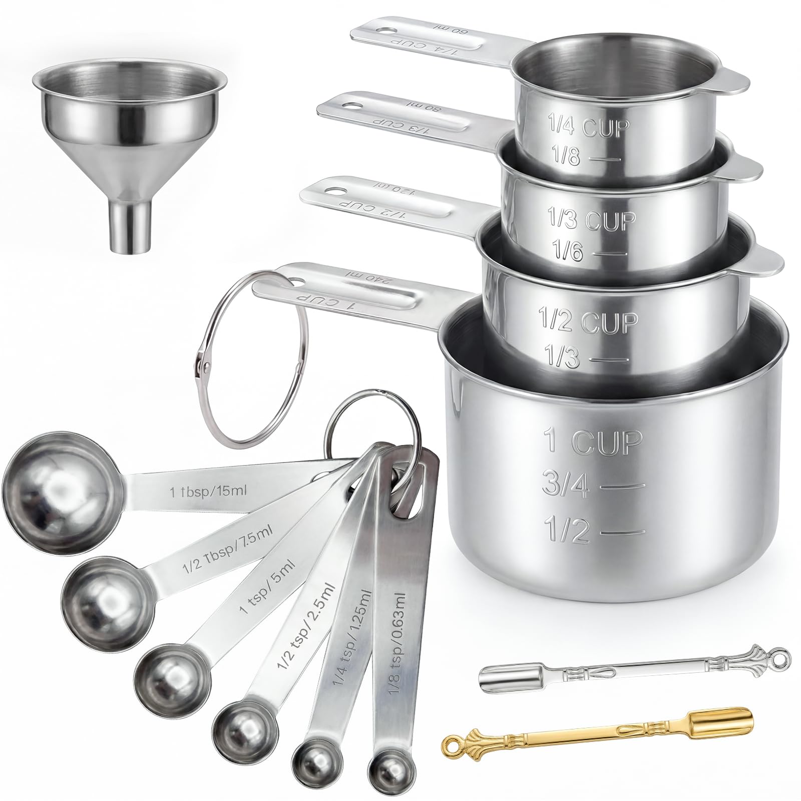 Rena Chris 13-piece measuring set with cups, spoons, and funnel