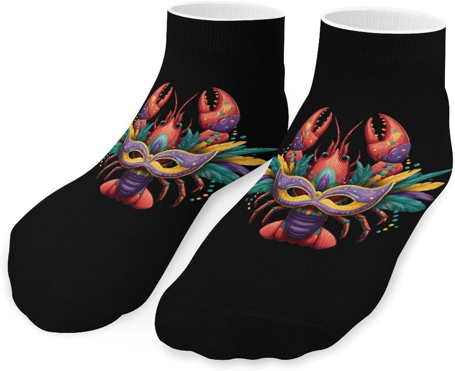 Crawfish Lobster Mardi And Gras Socks for Men Women 5 Pairs Ankle Socks