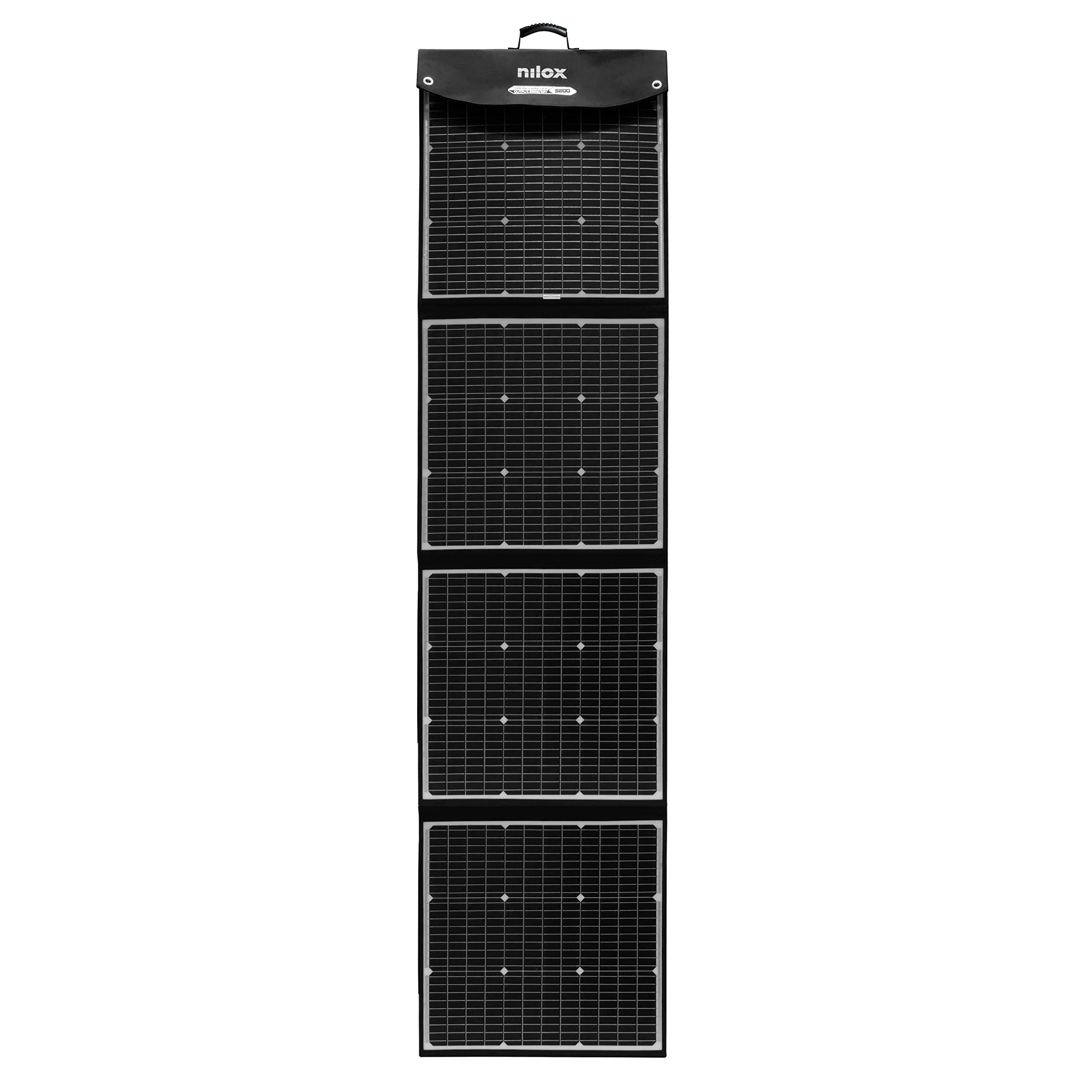 Nilox, Pannelli Solari S200, Pannello Fotovoltaico Monocristallino da 200W per Gite Fuoriporta e Uso Domestico, Ricarica di Devices a 5V, Power Station ed Elettrodomestici se Collegato con Inverter