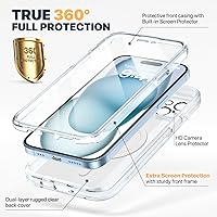 Vista 360 de Diaclara - Funda diseñada para iPhone 15 Plus de 6.7 pulgadas, transparente, cuerpo completo, con protector de pantalla, resistente de protección