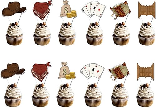 Miniatura 1 de 36 piezas de sombreros de vaquero para cupcakes, temática occidental, fiesta de cumpleaños, baby shower, suministros de decoración de pasteles