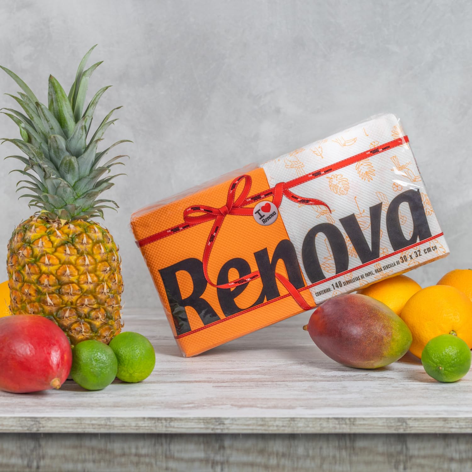 Renova Servilletas de Papel Red Label | 140 Servilletas | Mitad Blancas Decoradas, Mitad Color | Tamaño Estándar
