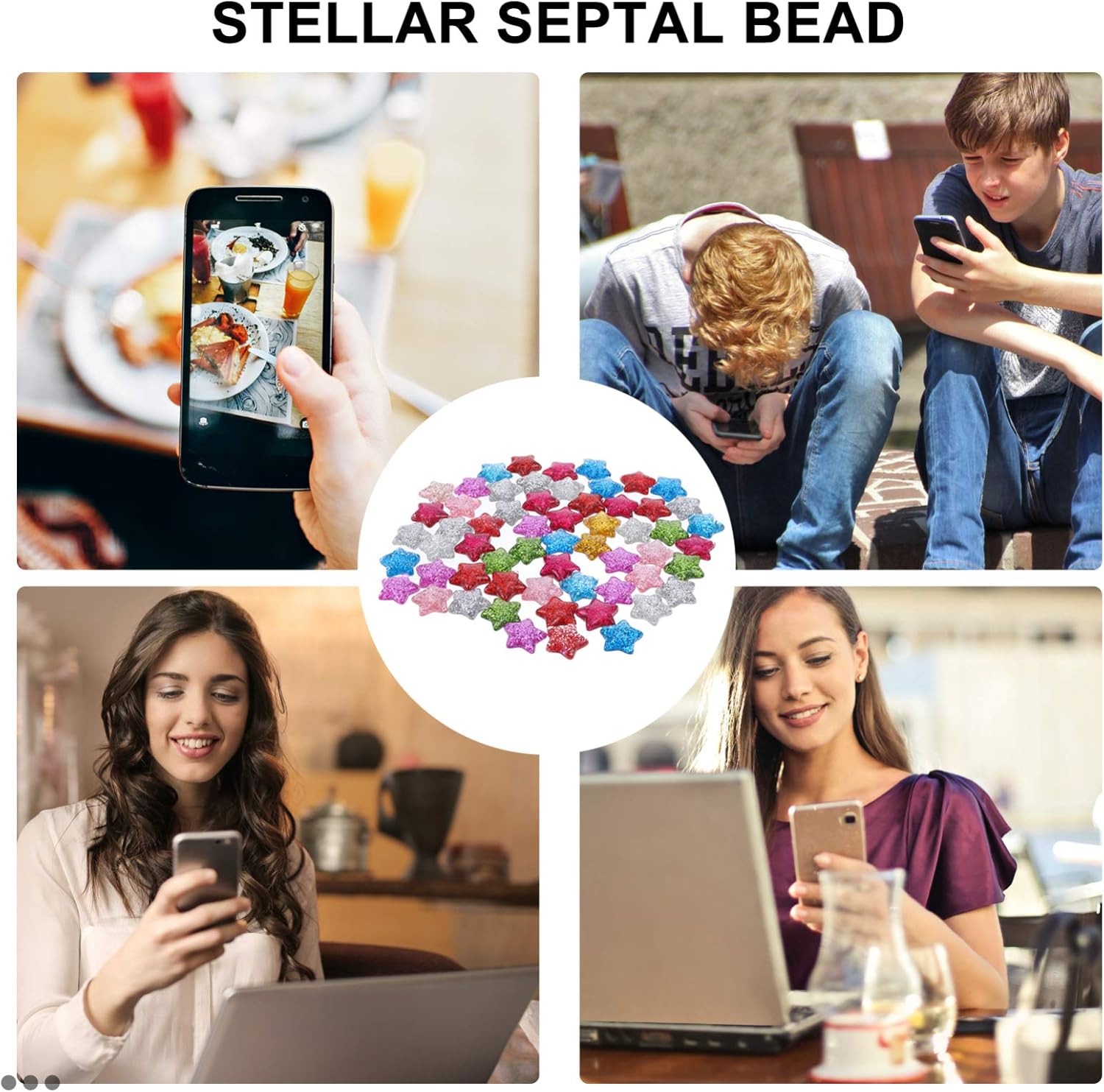 Flat Back Resin Charms 60Pcs Resin Glitter Star Cabochons Star Shape Beads Charm Embellishments for Christmas DIY Craft Scrapbooking, Phone Case, Nail Art, Jewelry Making (Random Color) - Image 6