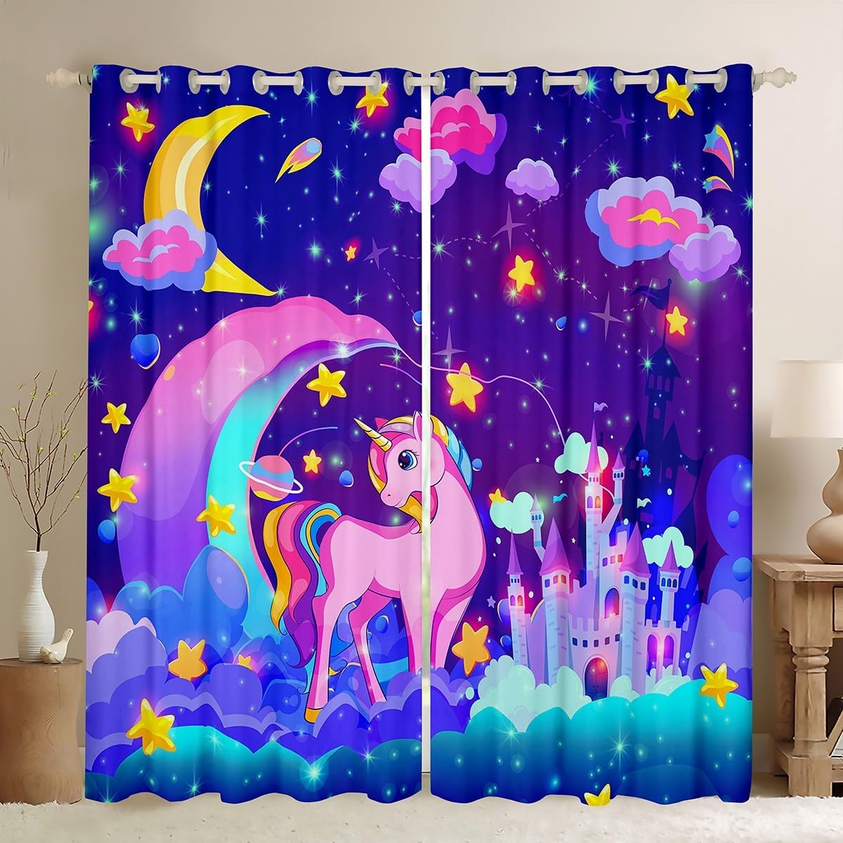 Feelyou Boys Girls 30%-50% Blackout Shades Black Striped Window Curtains Kids Abstract Art Window Drapes Boho Line Teens Bedroom Decor (2 Panels, 52 x 63 Inch)