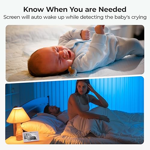 Miniatura 7 de Monitor de bebé de pantalla dividida Full HD 1080P de 7 pulgadas, batería de 100 horas de 5000 mAh funciona 4 días con soporte flexible, monitor de
