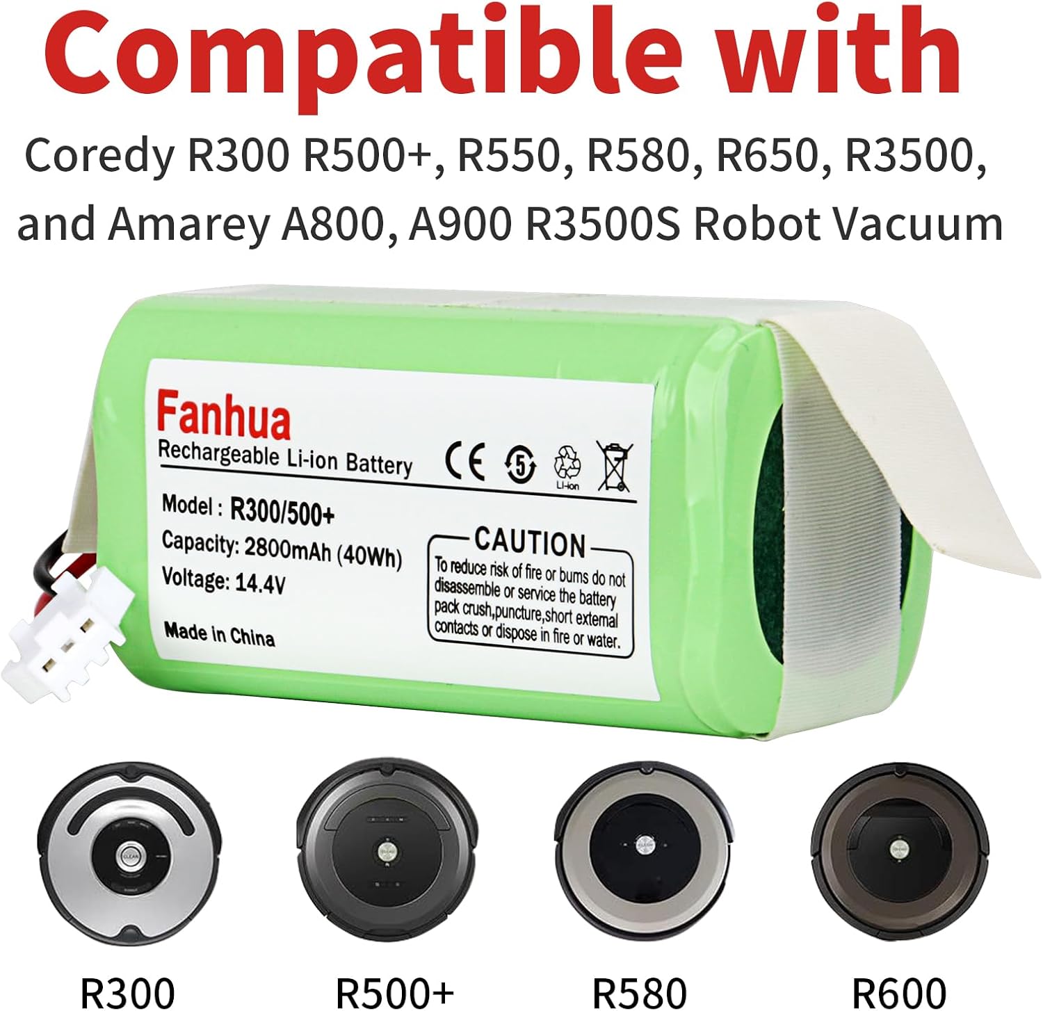 Replacement Battery for Coredy R300 R500+,R550,R580,R650,R3500,R3500S and Amarey A800,A900,Eufy RoboVac 11S,11S Plus,11SMax,Tesvor X500Pro Ecovacs Deebot N79 DN622 Robot Vacuum Cleaners 2800mAh