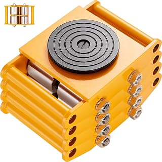 VEVOR 4PCS Machinery Skate Dolly, 26455LBS/12T Industrial Machinery Mover, Heavy Duty Carbon Steel Machinery Moving Skate & 4 Carbon Steel Wheels and 360° Rotation Non-Slip Cap for Warehouse, Factory