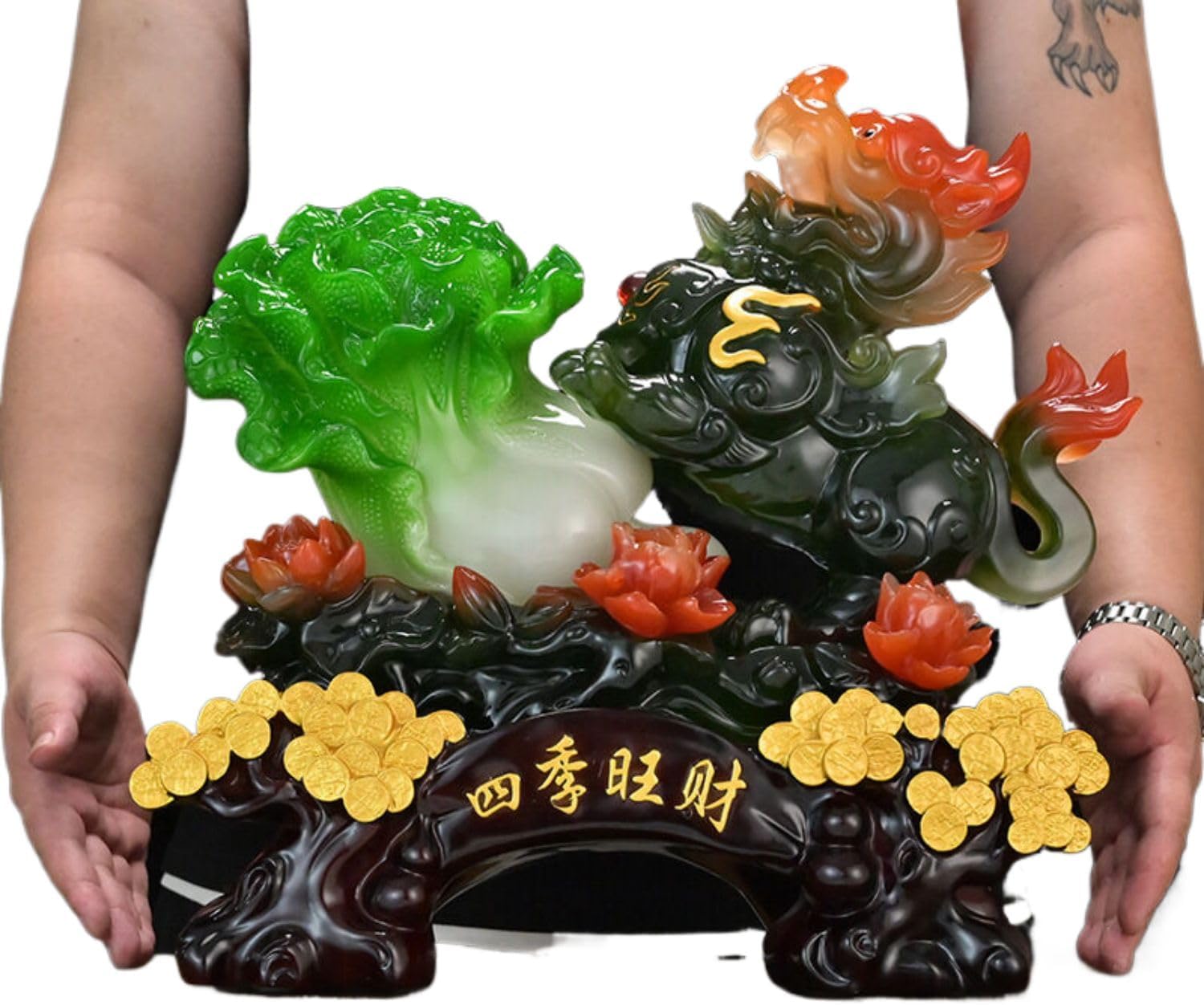 招财玉白菜貔貅 piyao Practical Gifts for Birthday, Easter, Christmas 摆件 Feng Shui Figurine Home Office Decor Chinese Gifts 公司店铺家居客厅装饰品乔迁开业礼品 8871