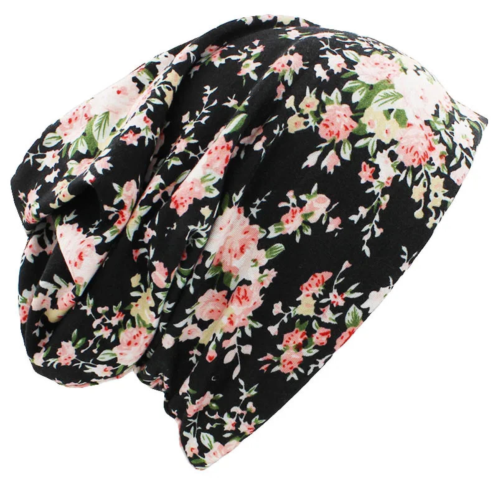Czapki Czapki Skullies Czapki Beanie Czapka Jesień Zima Kobiety Cienkie Skullies Czapki Kwiatowe Wielofunkcyjne Czapki Szalik