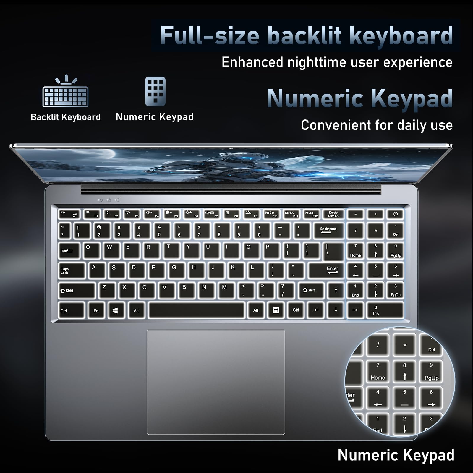 FUNYET Computer Portatile 16", PC Portatile Notebook 16GB RAM,1TB SSD, Processore N150(Fino a 3,6 GHz), 6000 mAh, Win 11, 1920x1200IPS, Tastiera Retroilluminata, WIFI 5, BT 5.0