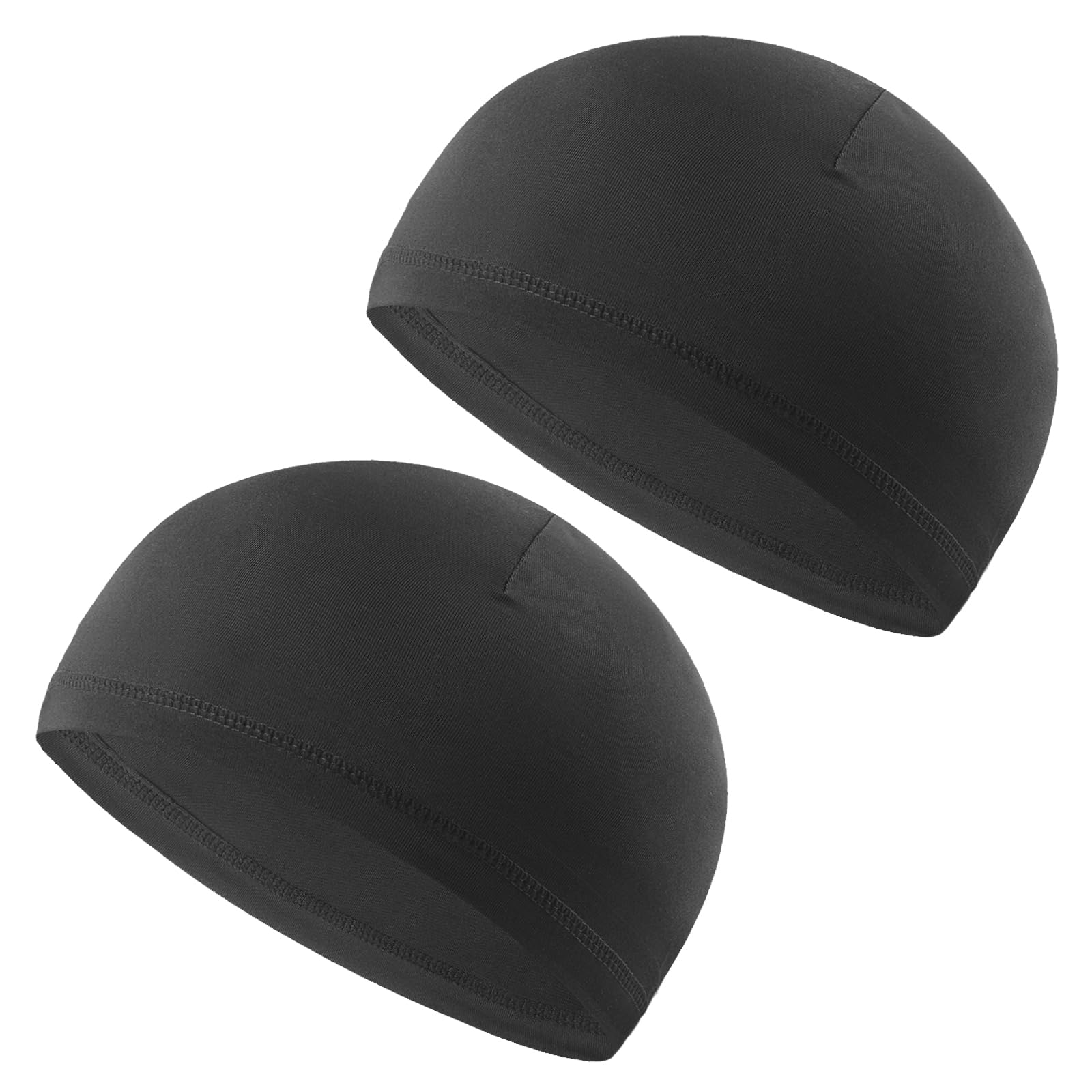 SUXEOTS 2 Pack Skull Caps for Men Women, Beanie Hats Under Helmet Liner of Bicycle and Motorcycle, Sports Cycling Sweat Hats for All Seasons Black
