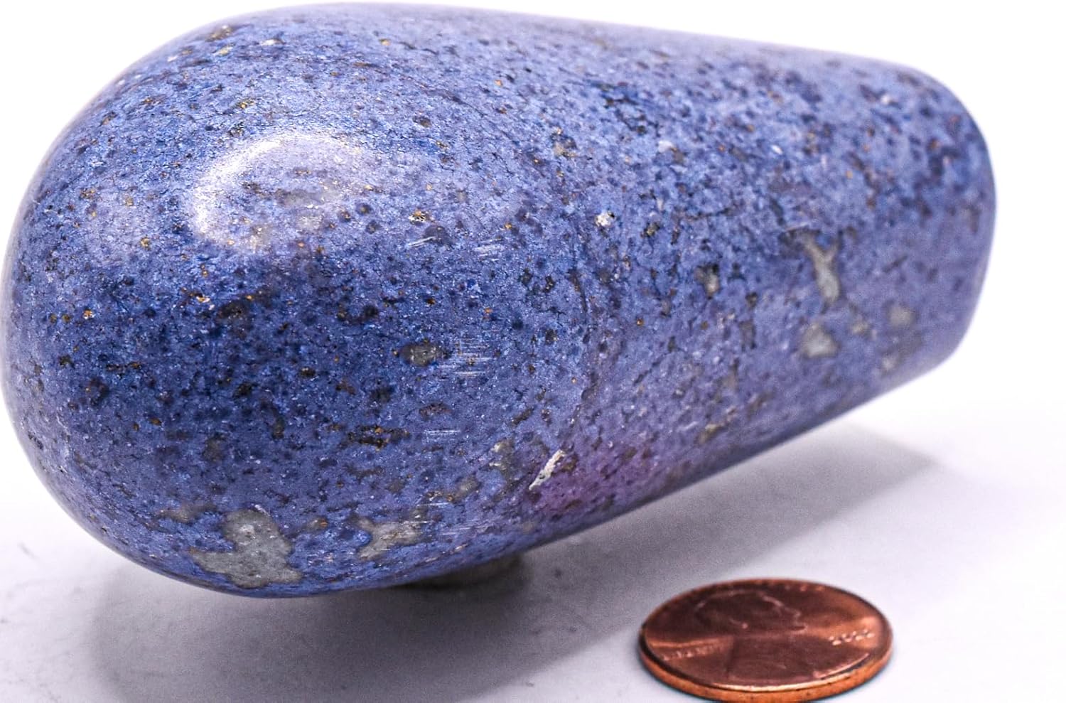 3.3" 255g Rich Blue Dumoritierite w/Quartz Inclusions Freeform Polished Natural Orbicular Orbs Gemstone Crystal Mineral Specimen - Peru