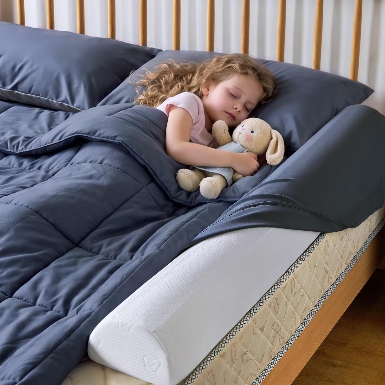 ZEIXIHY Toddler Bed Rail Bumper, Soft Foam Bed Guard with Non-Slip Base, Removable Washable Cover, Bed Safety Rail for Toddlers, Kids, Seniors and Elderly, Semi-Circular 1 Pack