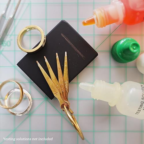 Miniatura 3 de 10k 14k 18k 999S kit de prueba de plata y oro agujas con piedra de prueba de joyería, 6pc