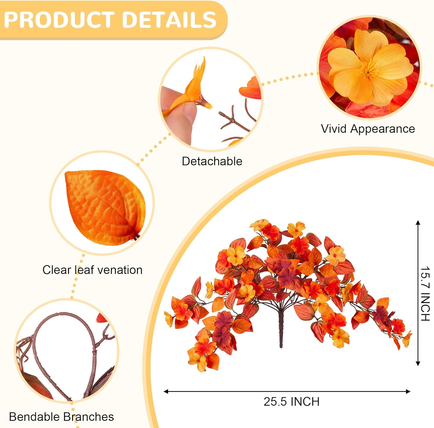 Fake Fall Flowers Artificial for Decoration 2PCS Faux Silk Fall Flowers Plants for Outdoors Outside Planters UV Resistant Looks Real for Front Door Porch Patio Garden Decor - Image 2